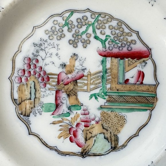 Antique 1880's Regout Maastricht Canton Porcelain Chinoiserie Plate - Picture 4 of 5